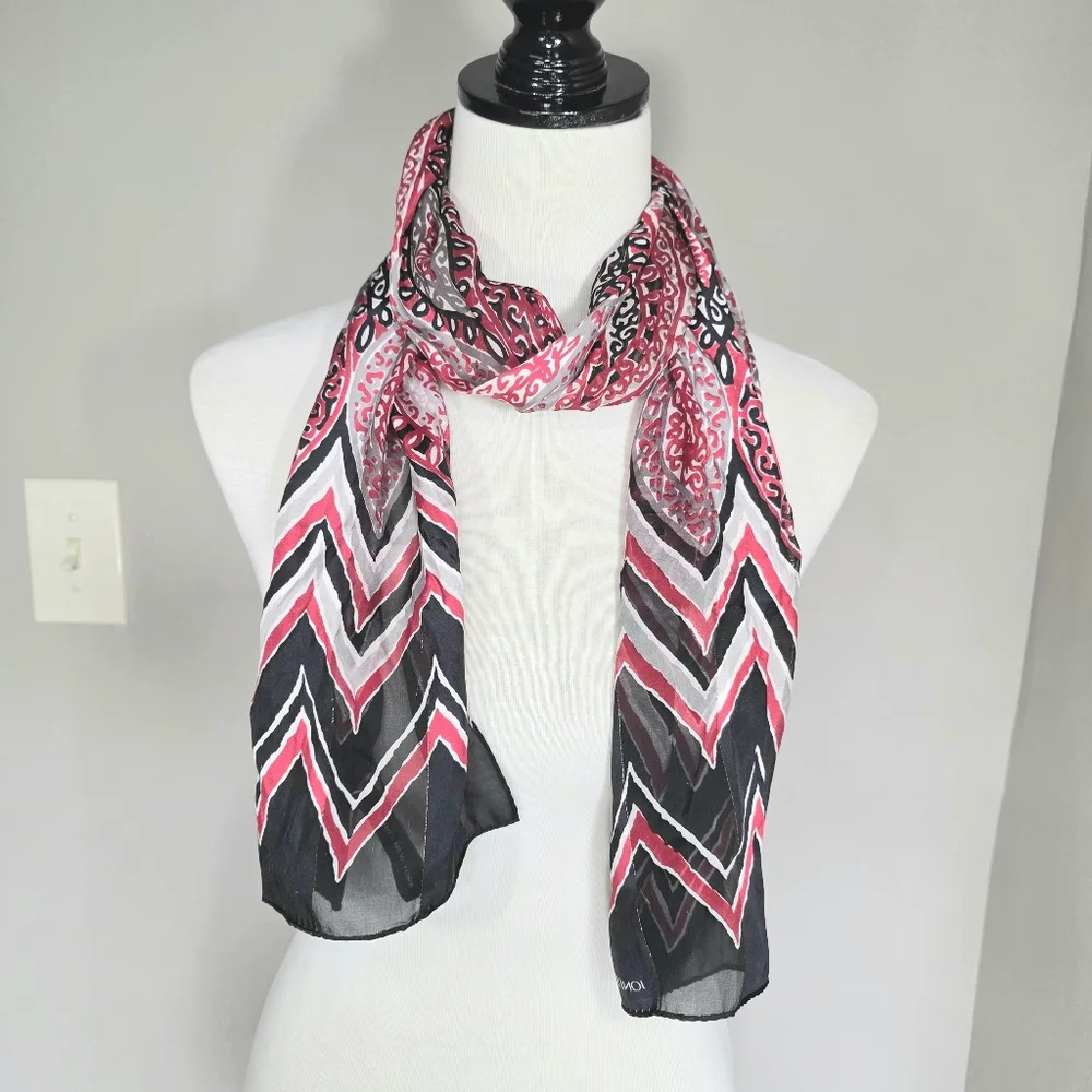 Jones New York Silk Scarf Black Red And Women's Scarf Summer Scarf Purse Scarf